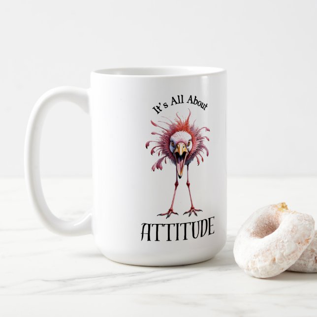 All About Attitude Funny Flamingo Coffee Mug (With Donut)