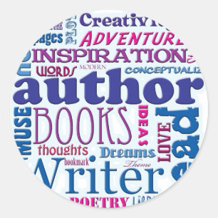 All About Authors blue Classic Round Sticker