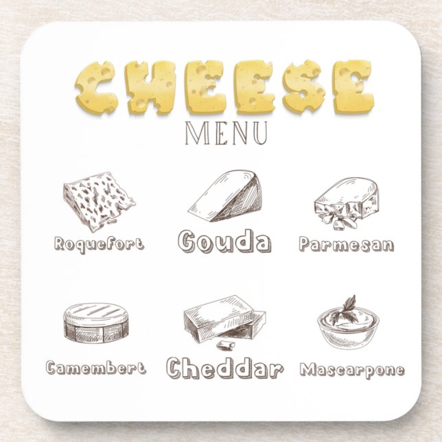 All about Cheese Types Menu       Coaster (Front)
