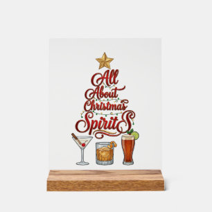 All About Christmas Spirits Cocktails Whiskey Star Acrylic Sign