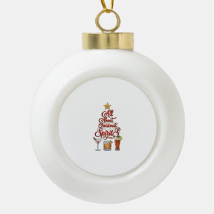 All About Christmas Spirits Cocktails Whiskey Star Ceramic Ball Christmas Ornament