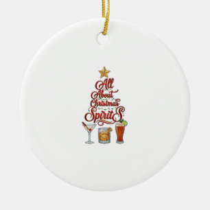 All About Christmas Spirits Cocktails Whiskey Star Ceramic Tree Decoration