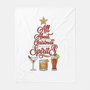 All About Christmas Spirits Cocktails Whiskey Star Fleece Blanket