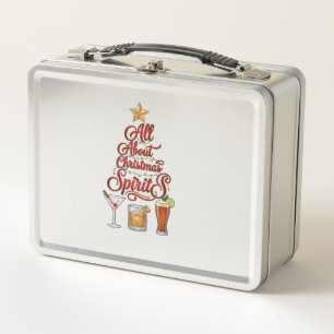 All About Christmas Spirits Cocktails Whiskey Star Metal Lunch Box