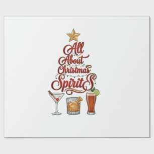 All About Christmas Spirits Cocktails Whiskey Star Wrapping Paper