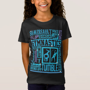 All About Gymnastics Typography in Blue T-Shirt