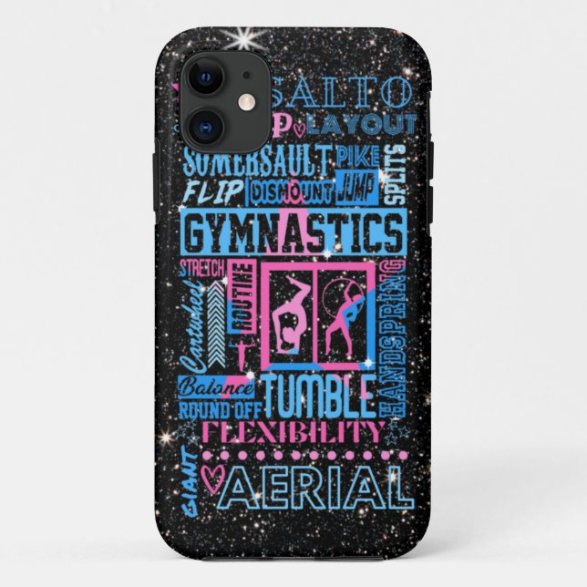 All About Gymnastics Typography in Pink and Blue   Case-Mate iPhone Case (Back)