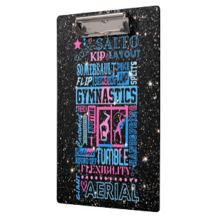 All About Gymnastics Typography in Pink and Blue   Clipboard
