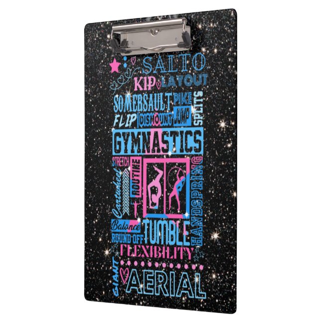 All About Gymnastics Typography in Pink and Blue   Clipboard (Left)