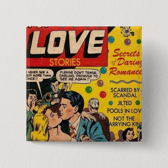 ALL ABOUT LOVE 15 CM SQUARE BADGE (Front)