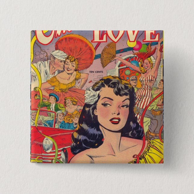 ALL ABOUT LOVE 15 CM SQUARE BADGE (Front)