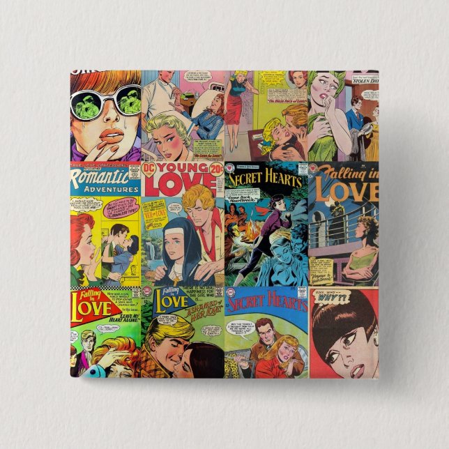 ALL ABOUT LOVE 15 CM SQUARE BADGE (Front)