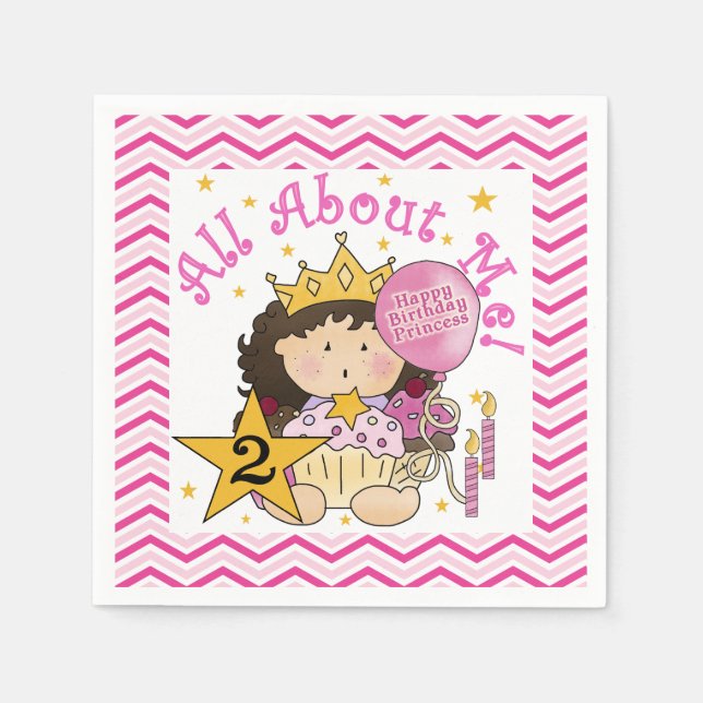 All About Me Princess 2nd Birthday Paper Napkins (Front)