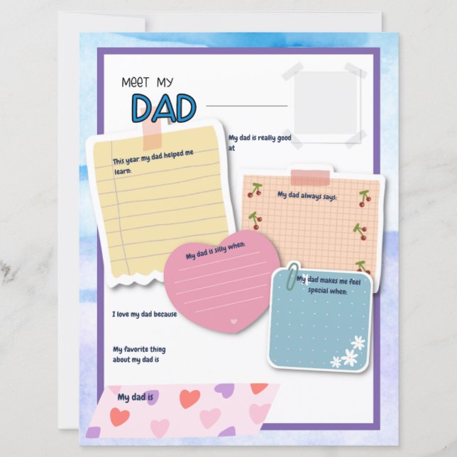 All About My Dad, Kids Gift for Fathers, Thank You (Front)