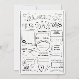 All About My Dad ,Kids Gift for Fathers Thank You  Card