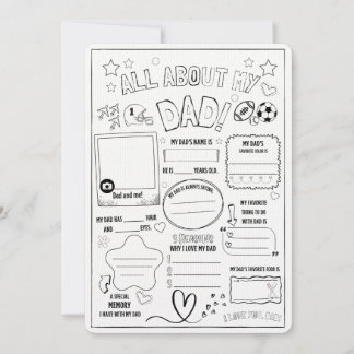 All About My Dad ,Kids Gift for Fathers Thank You  Card
