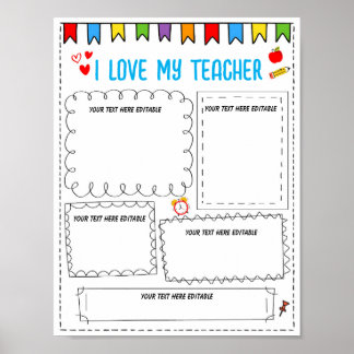 All about my teacher editable template poster