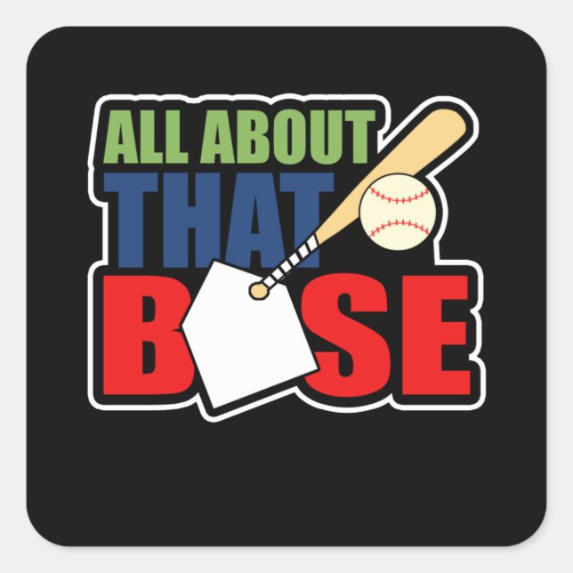 All About That Base Cute Mum Baseball Softball Square Sticker (Front)
