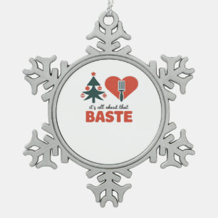 All About That Baste Christmas Classic Retro Look Snowflake Pewter Christmas Ornament