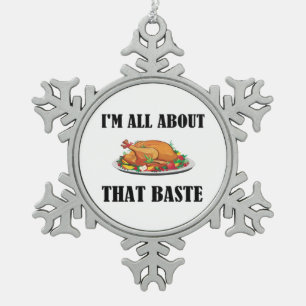 All About That Baste Classic Design Snowflake Pewter Christmas Ornament