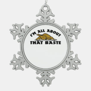 All About That Baste Classic Modern Look Snowflake Pewter Christmas Ornament