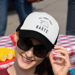 All About That Baste Thanksgiving Trucker Hat<br><div class="desc">Our bestselling Thanksgiving design,  freshly updated for 2017,  features "all about that baste" in modern block lettering with a Thanksgiving turkey outline illustration.</div>