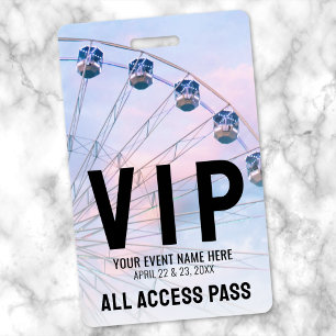 All Access Event VIP Party ID Badge