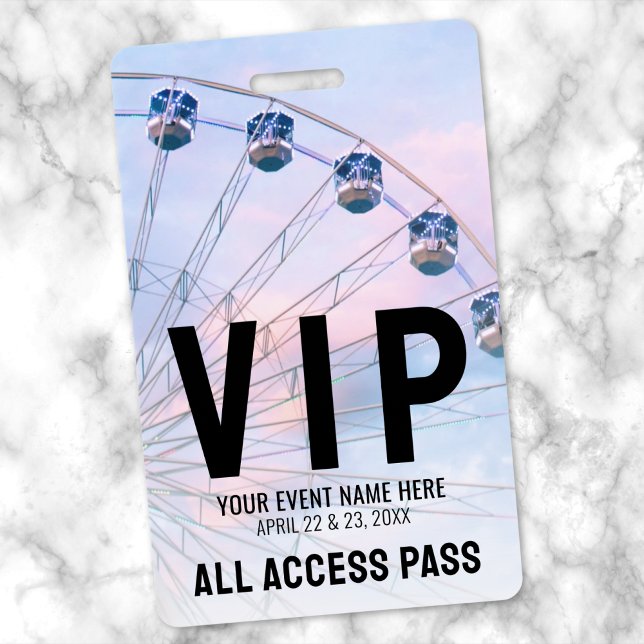 All Access Event VIP Party ID Badge (All Access Event VIP Badge)