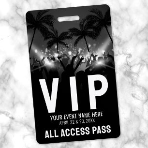 All Access Pass Black White Event VIP ID Badge