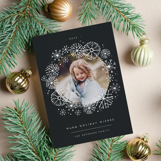 All Aflurry | Single Photo Silver Foil Holiday Card (Creator Uploaded)