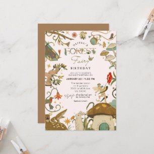 All age Mushroom Forest fairy girl birthday Invitation