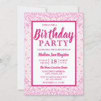 All Ages Pink Glitter Border Girly Birthday Party