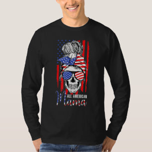 All America Mama Mum Flag Glasses Mother Headband T-Shirt