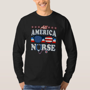 All America Nurse Stethoscope Medical Doctor Lpn 4 T-Shirt