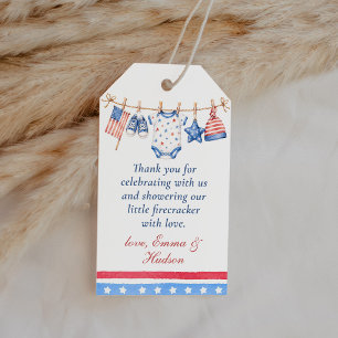 All American 4th July Baby Shower Thank You Favour Gift Tags