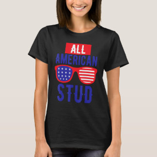 All American 4th July Stud USA Flag Symbol of Your T-Shirt