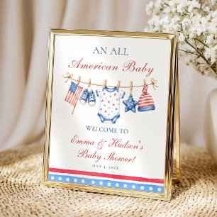 All American 4th of July Baby Shower Welcome Poster