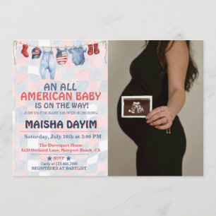 All American Baby 4th of July Baby shower Photo Invitation
