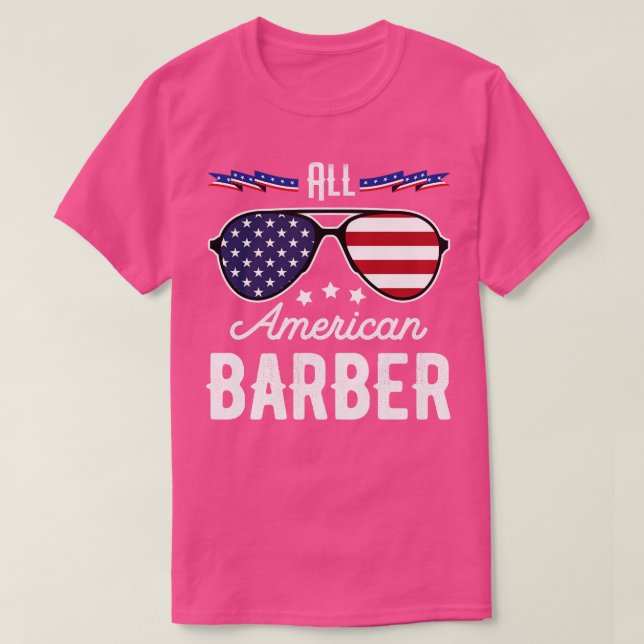 All American Barber 4th Of July Sunglasses T-Shirt (Design Front)