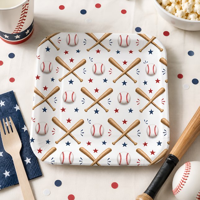 All American Baseball Party Paper Plate (Creator Uploaded)