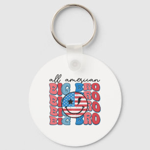 All American Big Bro Groovy Matching Family 4th Of Key Ring