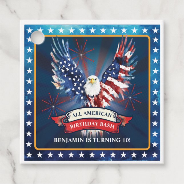 All American Birthday Party Favour Tags (Front)