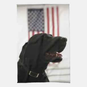 All-American Black Labrador Retriever Tea Towel
