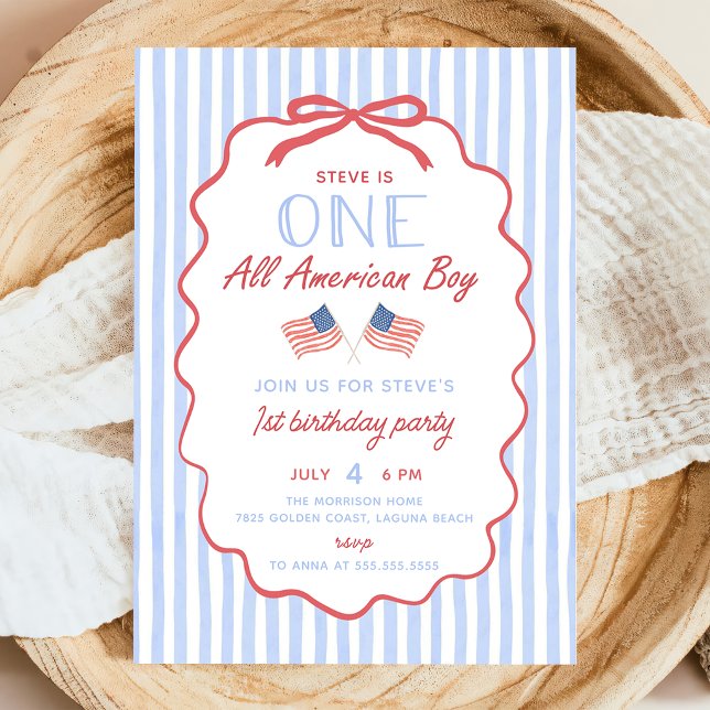 All American Boy 1st Birthday Invitation (Creator Uploaded)