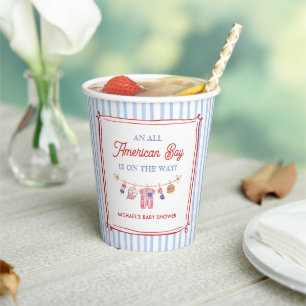 All American Boy 4th July Baby Shower Paper Cups