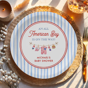 All American Boy 4th July Baby Shower Paper Plate