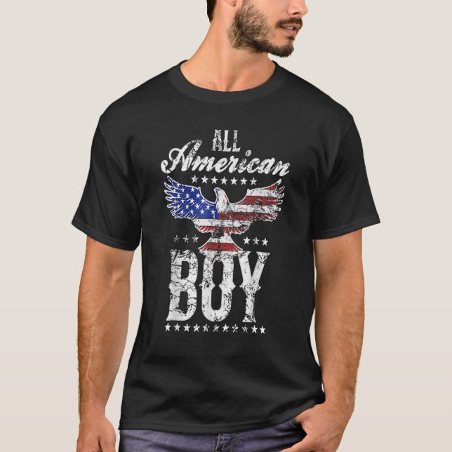 All American Boy 4th Of July Boys Kids Eagle Patri T-Shirt (Front)
