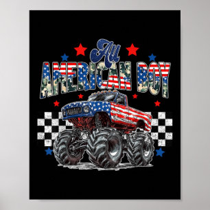 All American Boy 4th Of July Monster Truck Patriot Poster