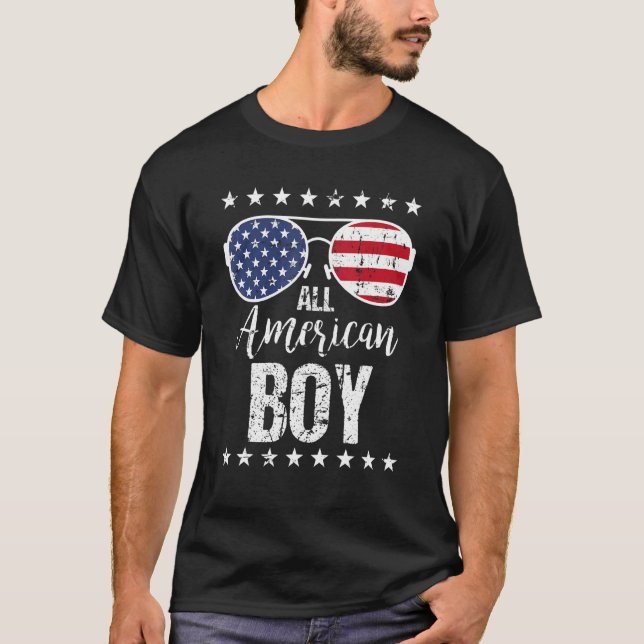 All American Boy 4th Of July Sunglasses Boys Kids  T-Shirt (Front)