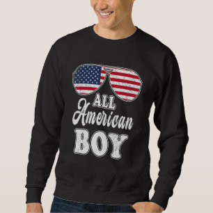 All American Boy 4th Of July Us Flag Sunglasses Sweatshirt
